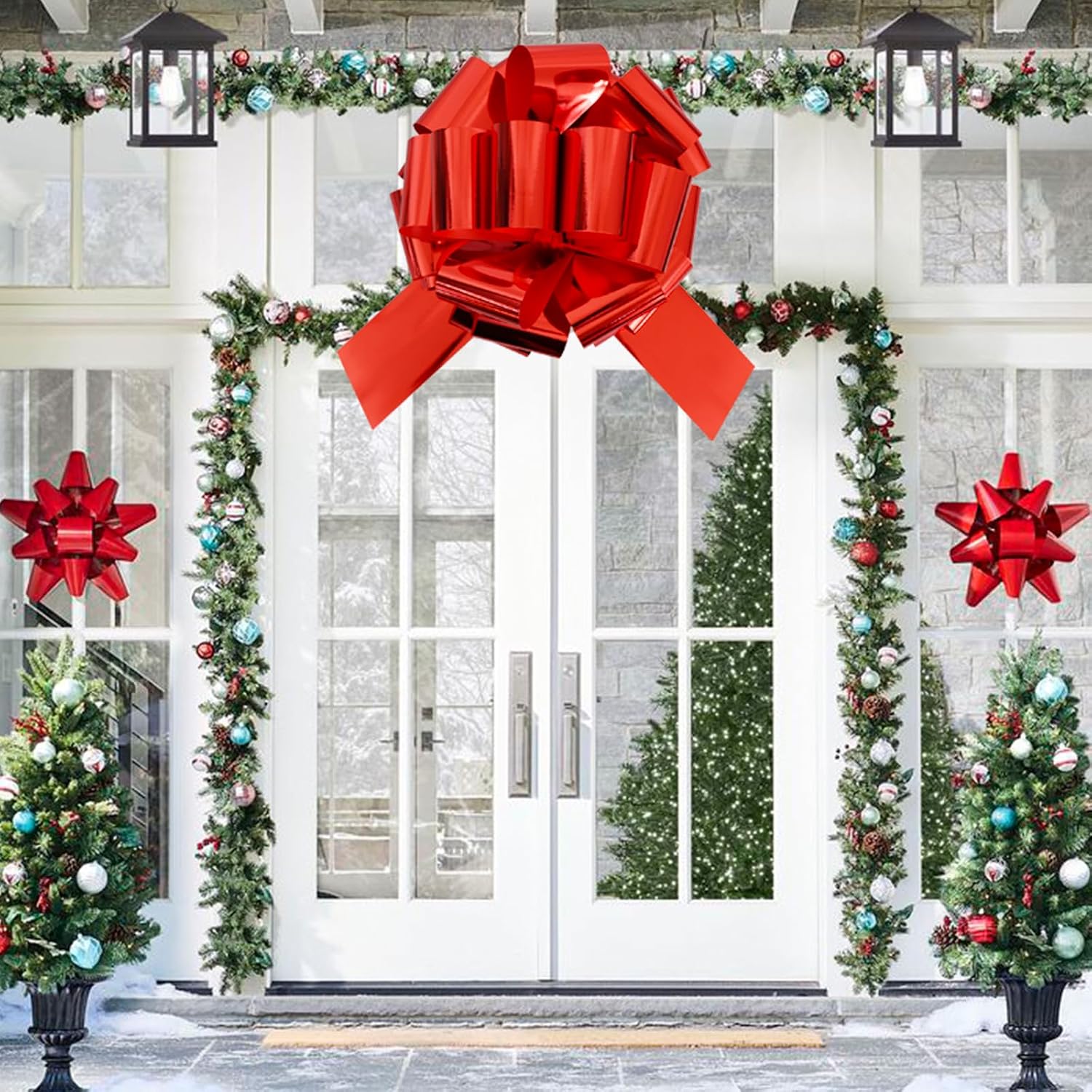 TONIFUL 20 Inch Red Large Bow Giant Big Pull Bow for Car, Bikes, Table, Big Toys, Applicants, Front Door Decor, Gift Wrapping, Christmas Tree & Party Decoration image 5