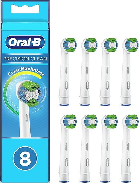 Oral-B Precision Końcówki do Szczoteczek, 8 Sztuk, Oryginalne Wkłady do Elektrycznej Szczoteczki, z Technologią CleanMaximiser, Białe