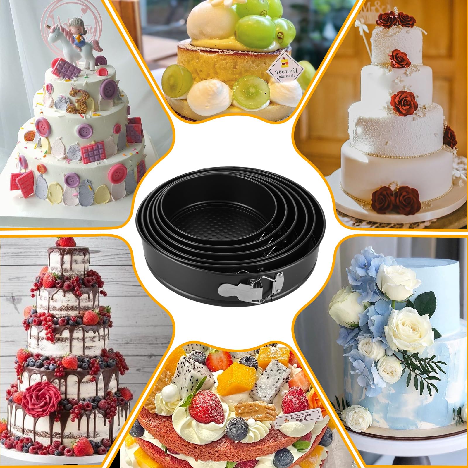 QTLCOHD Kuchenform-Set zum Backen, antihaftbeschichtet, Springform-Set (20,8 cm, 21,6 cm, 24,1 cm, 25,4 cm, 25,4 cm, 25,4 cm, 25,4 cm, 25,4 cm, 25,4 cm, 25,4 cm, 25,4 cm, 27,9 cm, 27