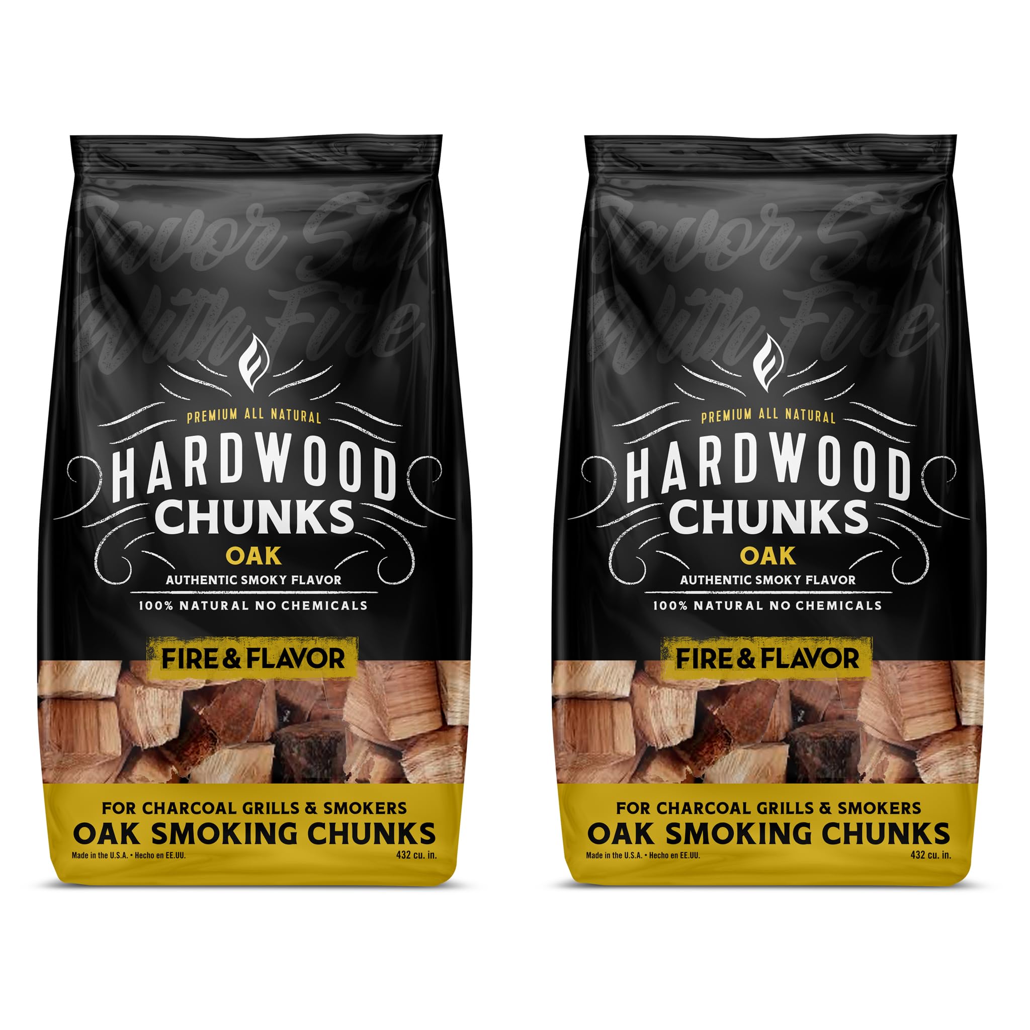Fire & Flavor Premium All-Natural Oak Wood Smoking Chunks