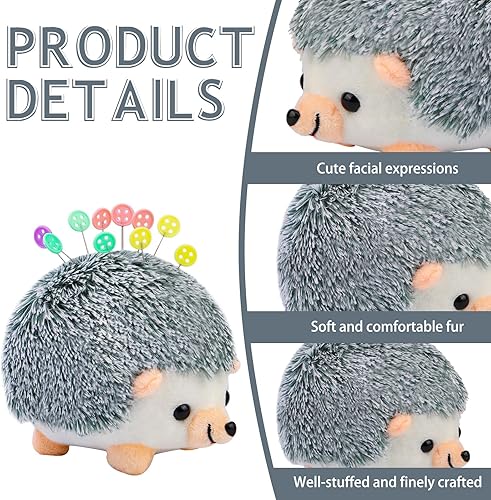 Miniatura 2 de FTEVEN Juego de 520 alfileres rectos de cabeza plana, alfileres de costura para tela, alfileres de acolchado multicolor con cojín de pasador de