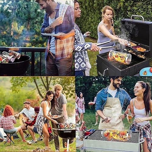 Miniatura 7 de Cesta de parrilla de 3 piezas, cesta rodante para parrilla, cesta de parrilla de barbacoa, malla de parrilla de acero inoxidable, cestas portátiles