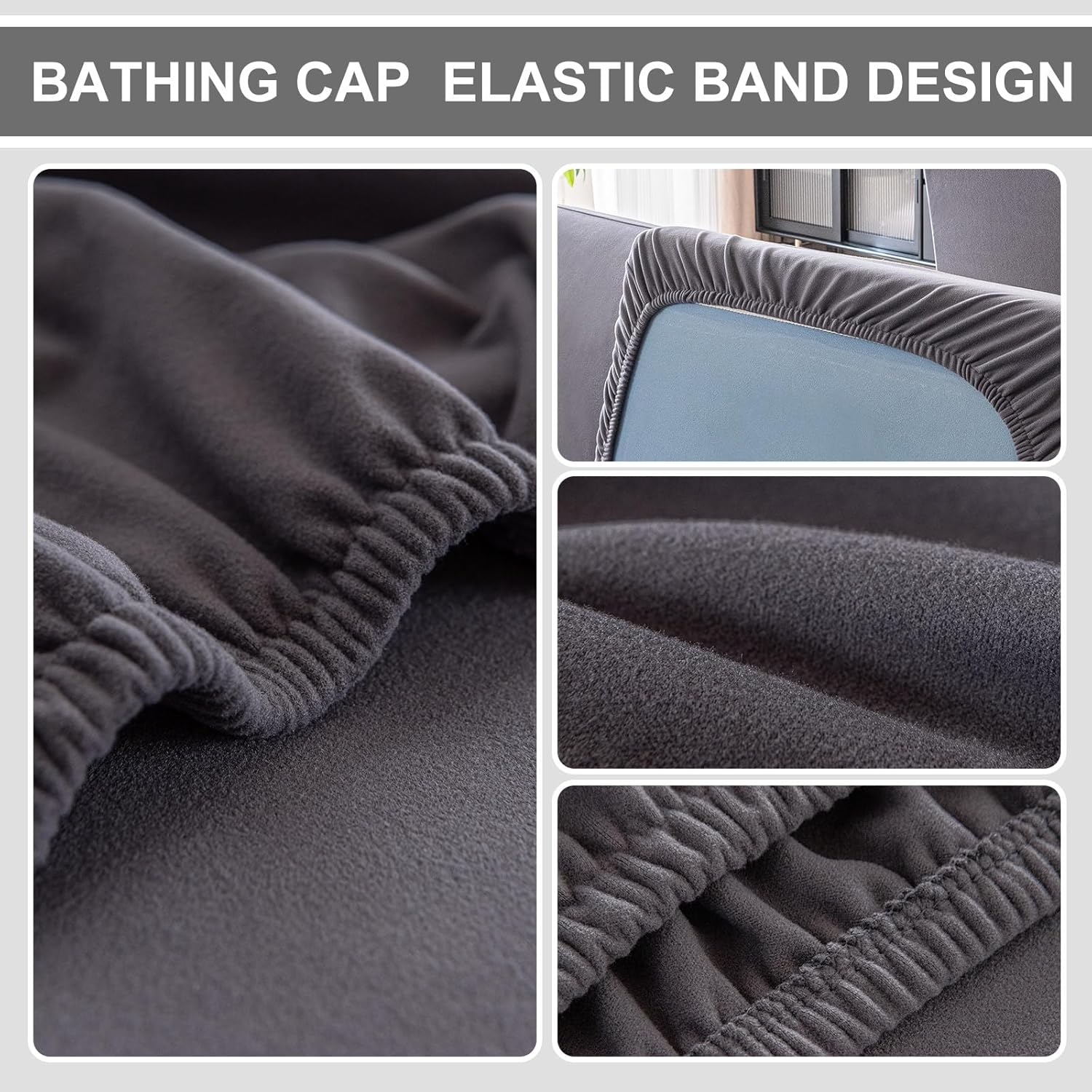 WEYOND Large Backrest Cushion Covers Super Stretch Backrest Covers for 3 Cushion Couch Sofa, Couch Back Cushion Covers Featuring with Soft & Skin-Friendly Fabric (3 Piece, Grey)