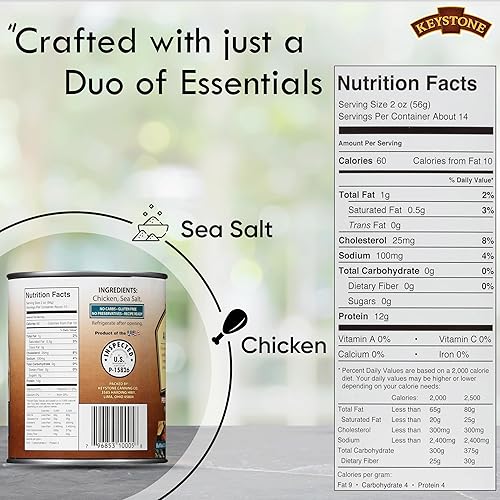 Miniatura 2 de Keystone All Natural Premium Pollo enlatado de 28 onzas totalmente cocido, sin agua añadida, listo para carne, comidas rápidas, supervivencia de