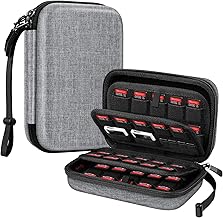 Fintie Game Card Case for Nintendo Switch Games - 70 Switch Game Card & 4 Nintendo DS Game Card & 8 TF/Micro SD Card Slots, Also Fit PS Vita Games, Physical Game Cartridge, SD Memory Card, Gray