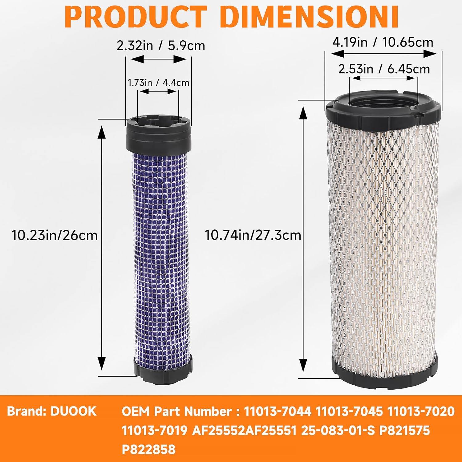 11013-7044 Outer & 11013-7045 Inner Air Filter, 49065-7007 Oil Filter for Kawasaki FX651V FX691V FX730V FX751V FX801V FX850V FX1000V Engines Spark Plug Lawn Mower Tune-Up