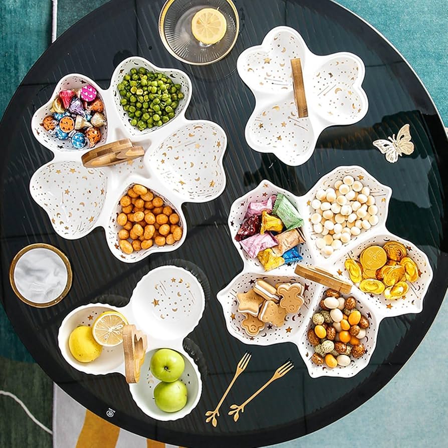 ヨーロピアン風 花柄陶器製 蓋付きお菓子ボックス スナックトレー 果物皿