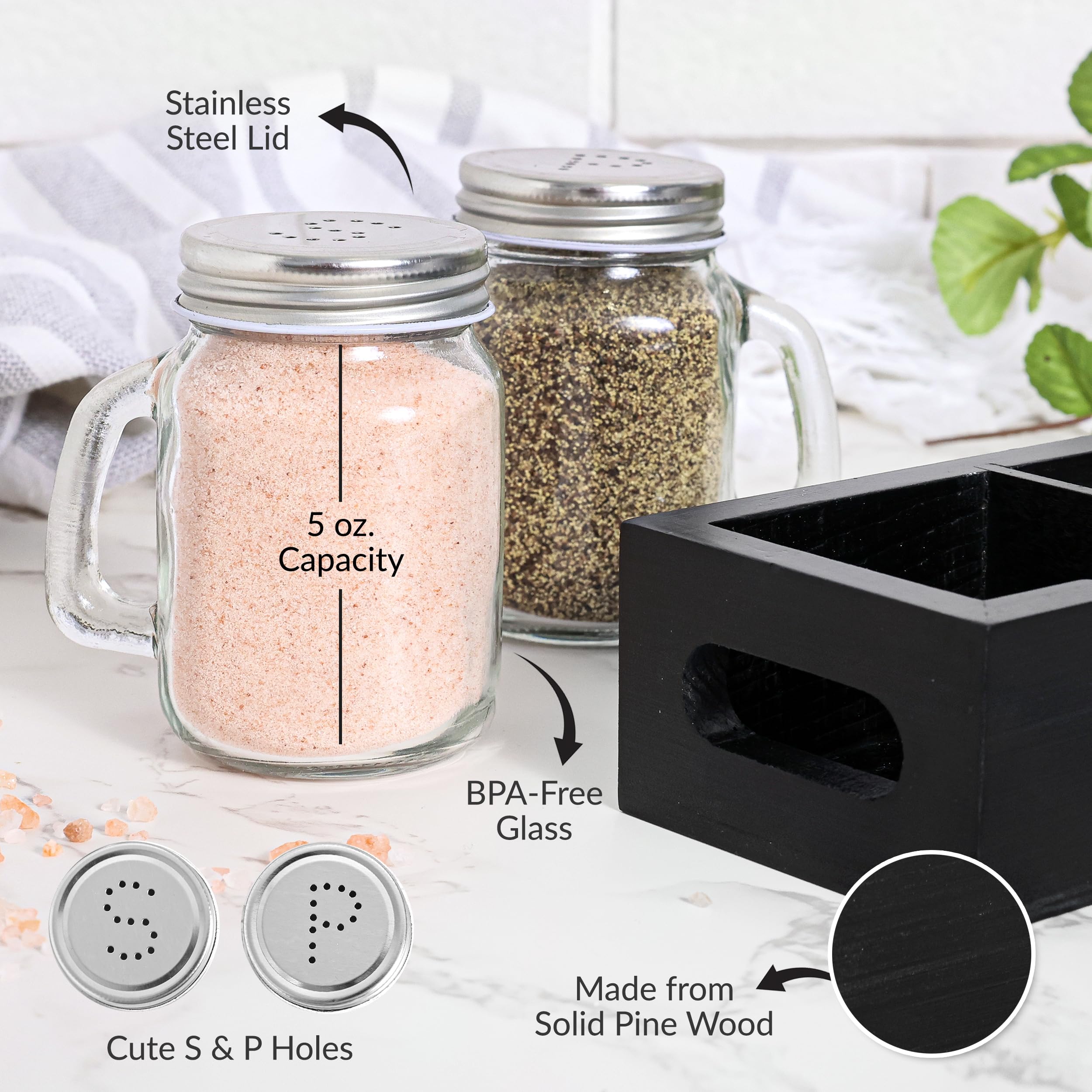 Amazon | Mason Jar ソルト&ペッパーシェイカー - ガラスシェーカー