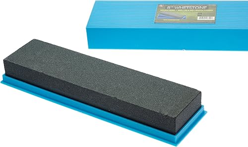 Miniatura 5 de SE Piedra de afilar de doble cara de carburo de silicio de 8 pulgadas, piedra de afilar con granos 120 y 240, incluye estuche de almacenamiento azul
