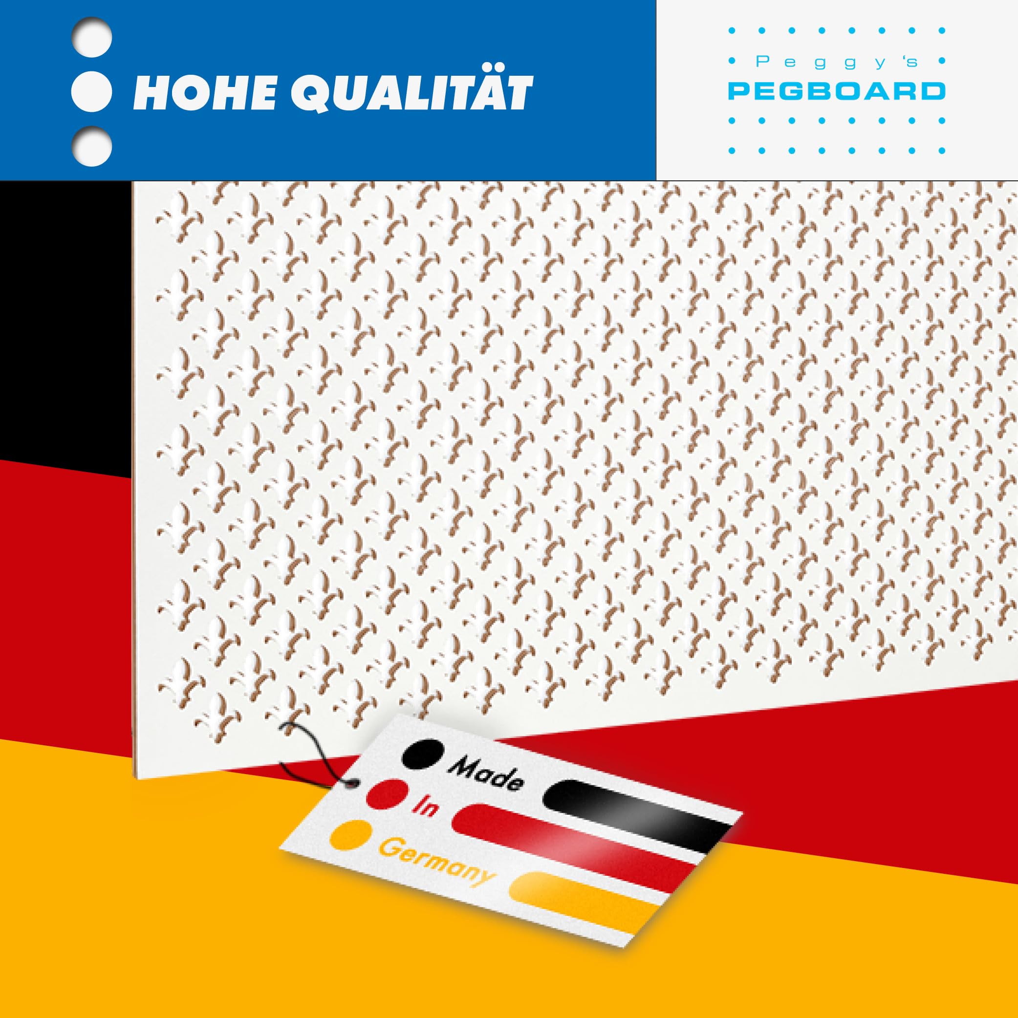 PEGBOARD - PARIS Lochwand 122 x 61 x 0,3 cm MDF Holzplatte weiß lackiert - Deutsches Produkt - Heizkörperverkleidung, Türfüllung, Paravent oder Lüftungsgitter - Dekorative Lochplatte [Einzelpack]