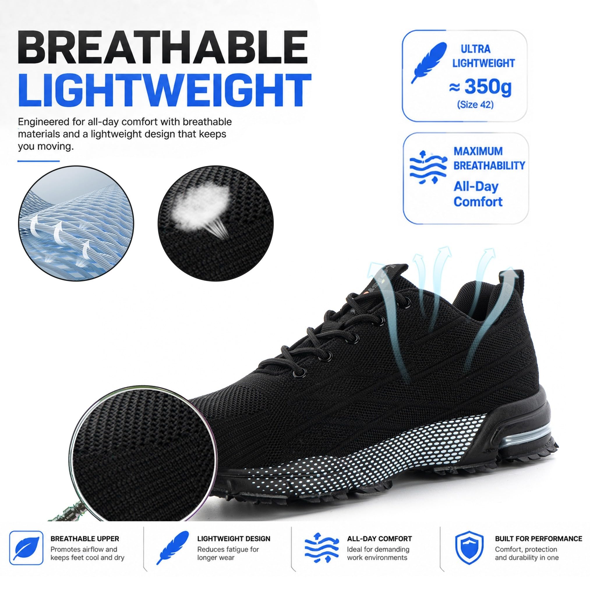 Chaussures de Sécurité Basket Embout Acier Antidérapant Léger