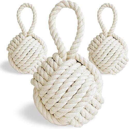3 piezas de 3.3 libras de nudo decorativo para puerta, tapón náutico grande pesado para dormitorio, puerta de sala de estar, cuña de ventana,