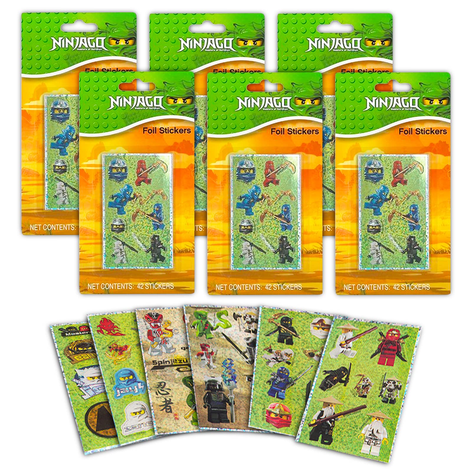Lego Store Ninjago Stickers Set for Kids, Toddlers - Lego Party Favors Bundle with 6 Sticker Packs Featuring Lego Ninjago Characters (Over 250 Lego Stickers)
