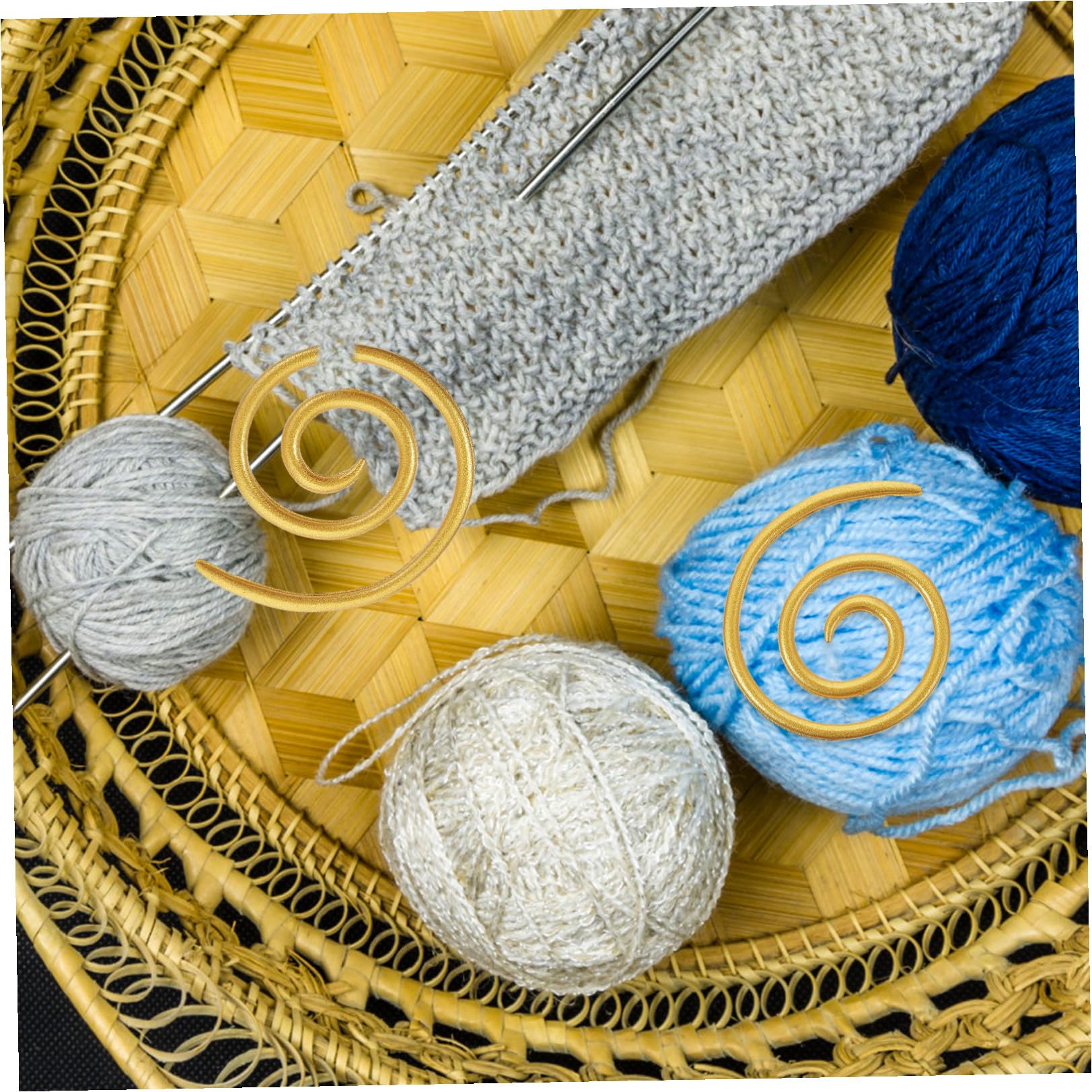 Housoutil 4 Sätze Stricknadel Maschenspirale Pullover Webnadel Strickzubehör Garnnadel Pullovernadeln Strickzubehör Webnadeln Handnähnadeln Goldene Legierung 6 Stück * 4