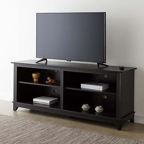 Miniatura 69 de ROCKPOINT Argus - Centro de entretenimiento, consola de almacenamiento para multimedia, TV con base (70 pulgadas), color negro Negro -,Carbón