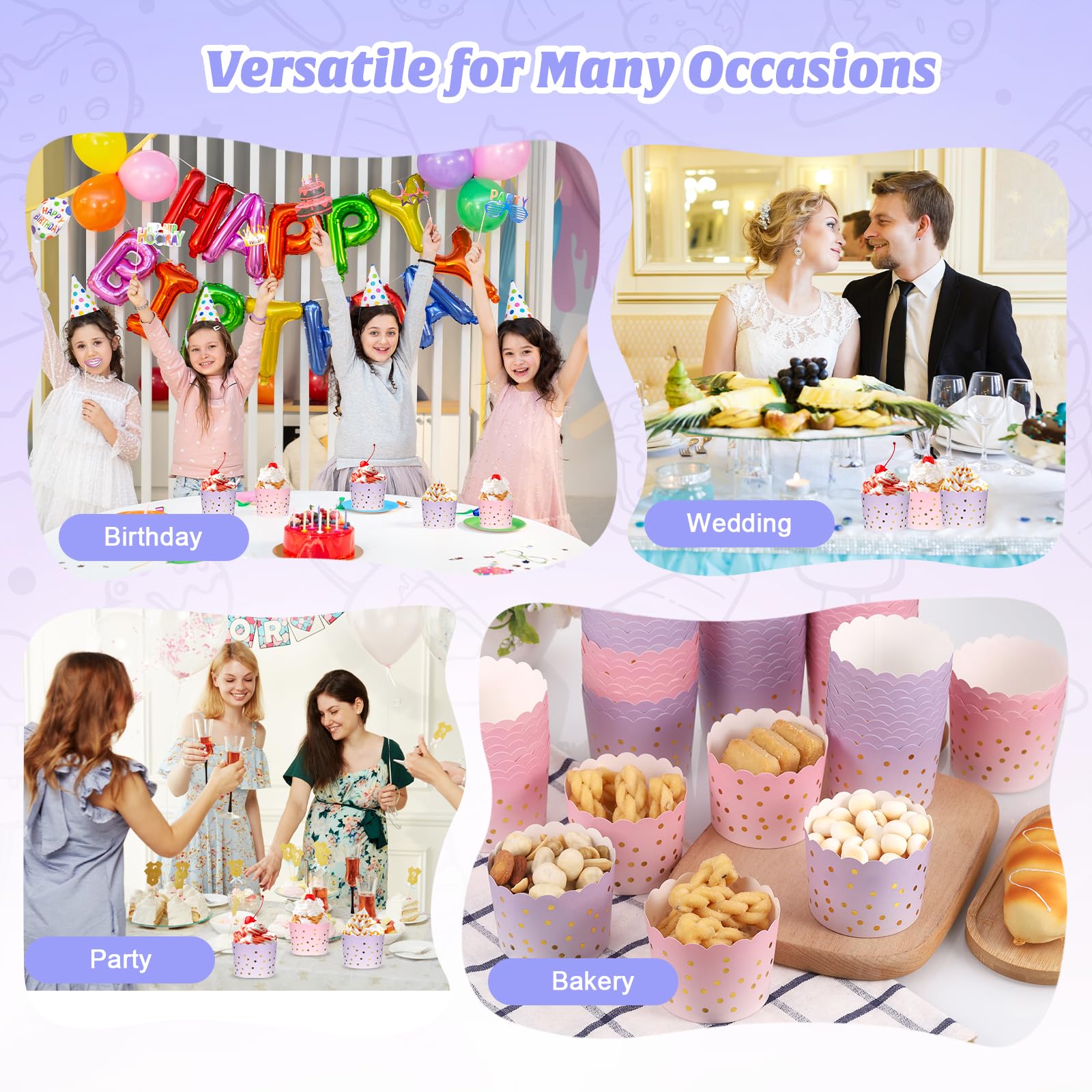 100 sztuk foremek do muffinek z papieru, 70 x 55 mm foremki do babeczek z eleganckimi wzorami, mini foremki do muffinek, miseczki do lodów z kartonu, dekoracje na wesela, imprezy, komplety