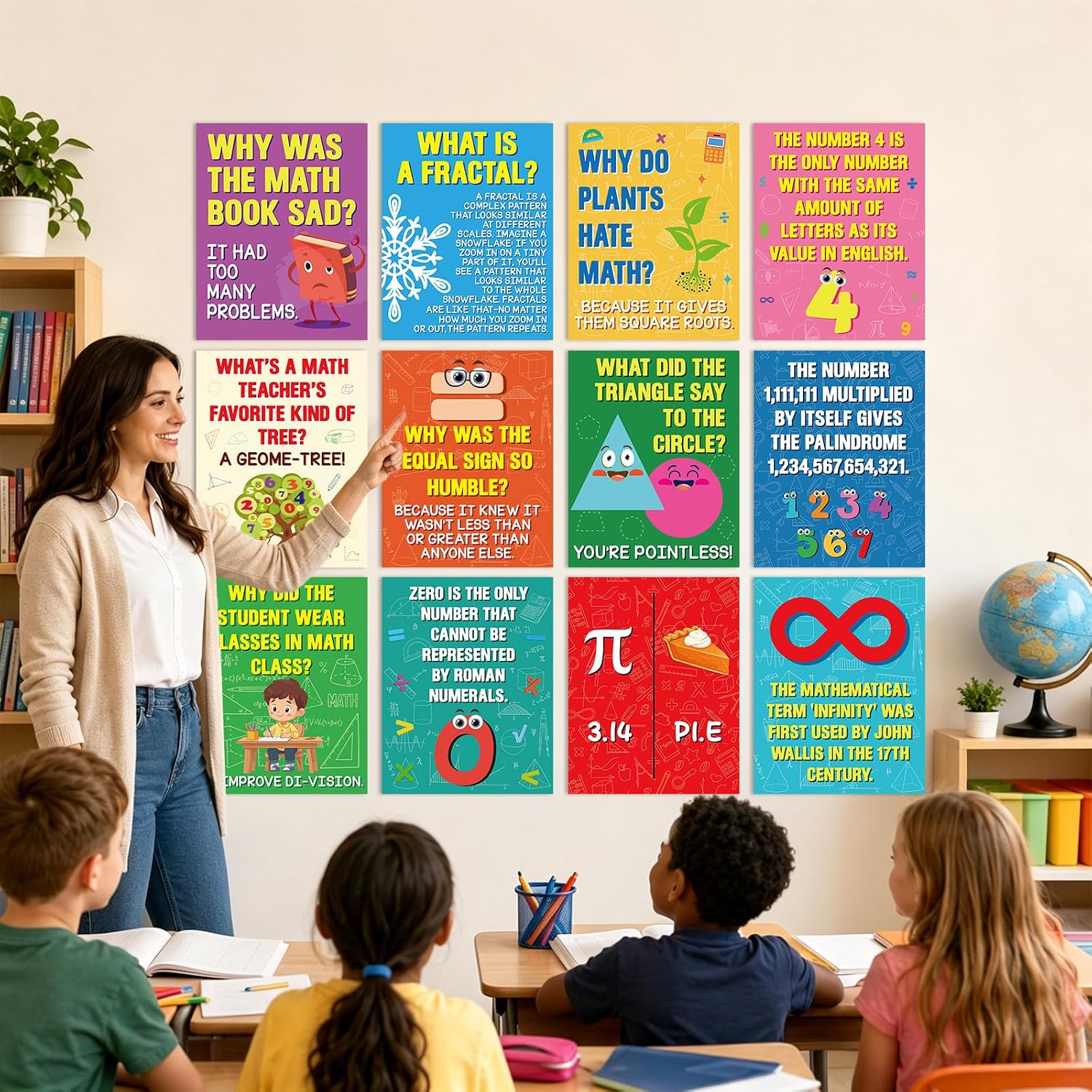 gisgfim 12Pcs Math Posters for Classroom Math Puns Poster Funny Mathematics Posters Bulletin Board Decorations Teacher Supplies for Elementary Middle High School Educational Wall Art Decor 14 x 11 In image 5