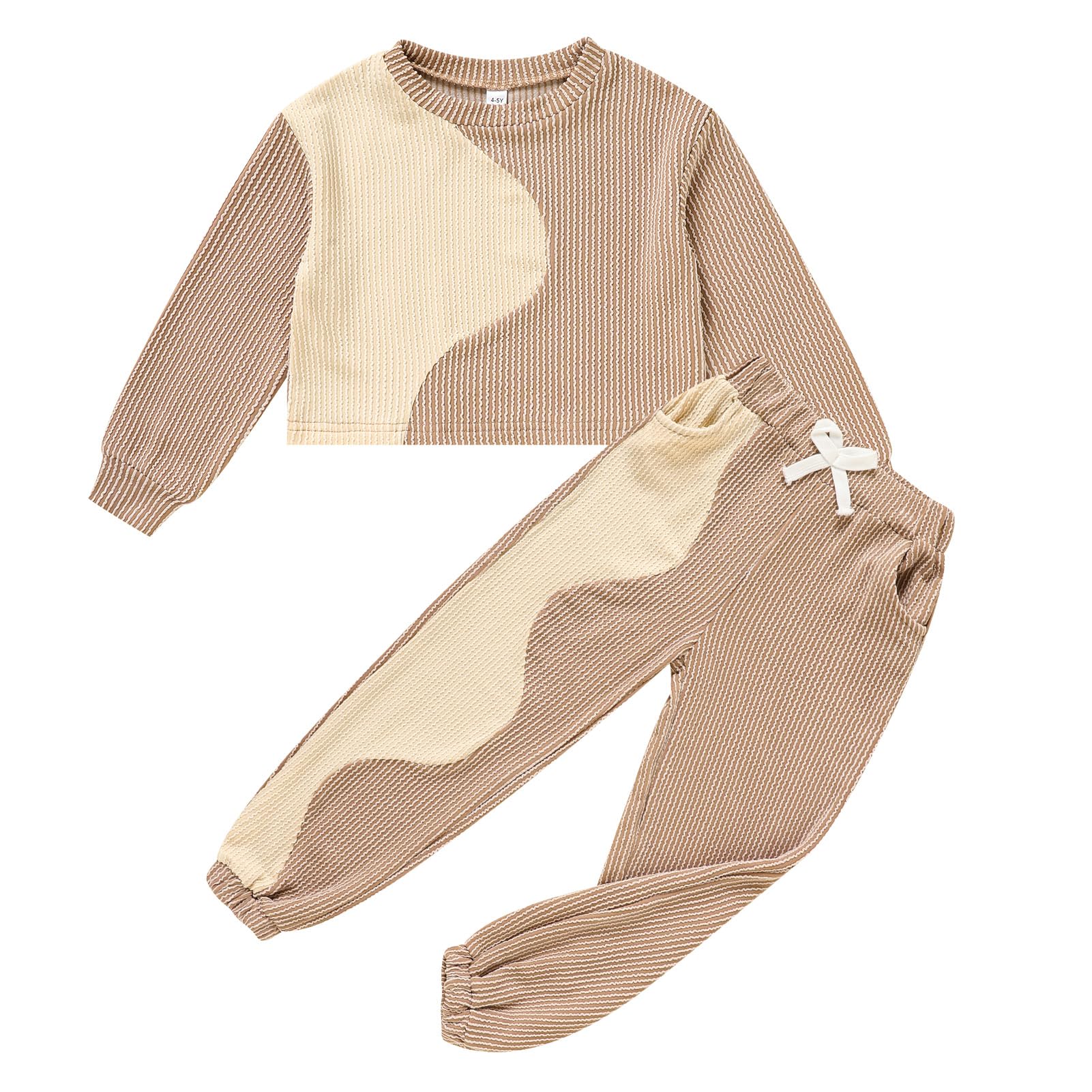 Toddler Girls Clothes Baby Girls 2pcs Color Block Long Sleeve Tees Sporty Fall Winter Outfits 2-6 Years