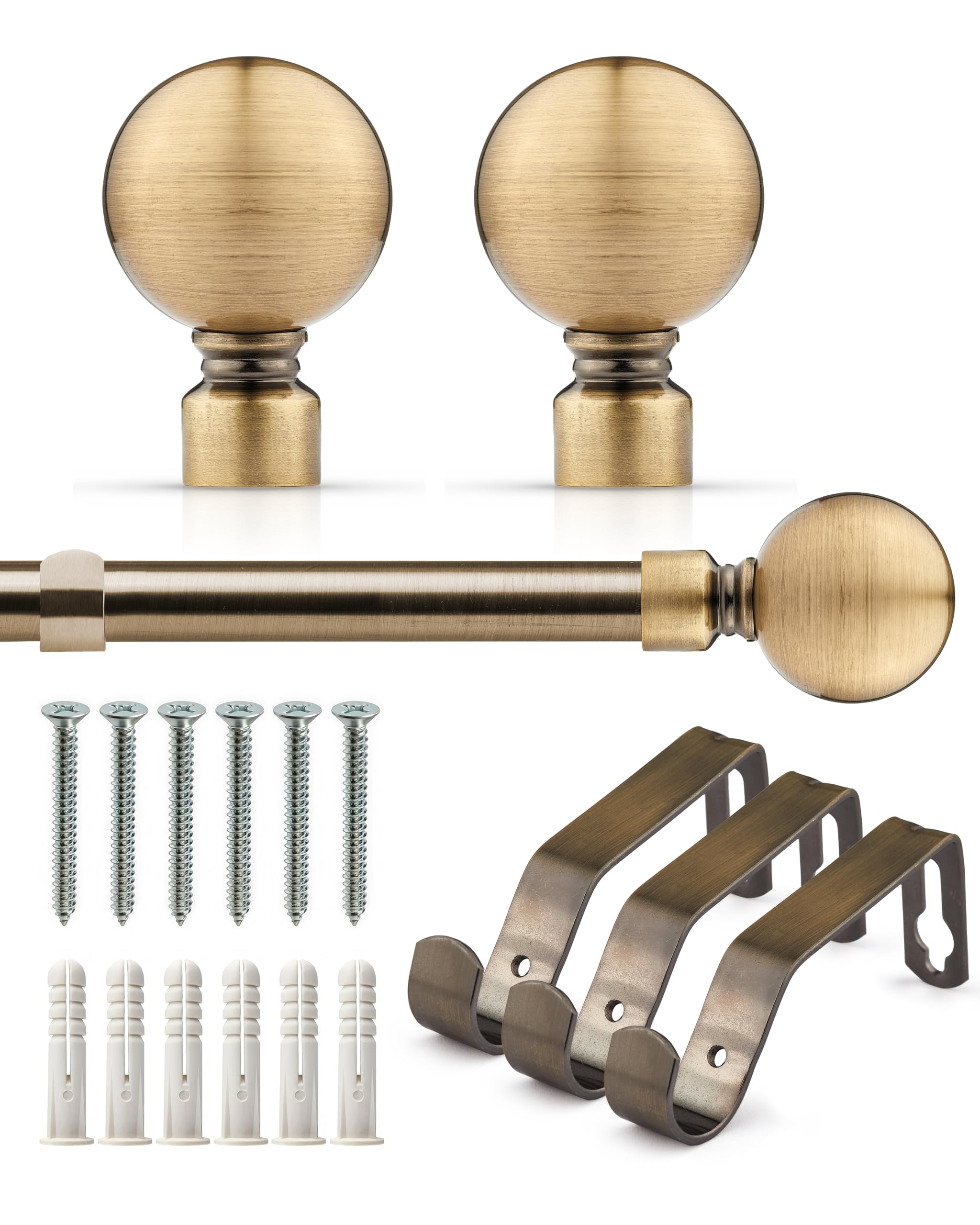 Ball - Pair of Holdaback Tiebacks with End Finials in Antique Brass - 1.6 - 3m - Emma Barclay  | TJ Hughes
