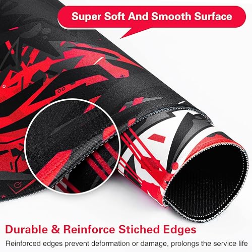 Miniatura 5 de Canjoy - Alfombrilla de mouse extendida para juegos, 31.5 x 15.7 pulgadas, XXL grande, para teclado de computadora, mouse con base antideslizante y
