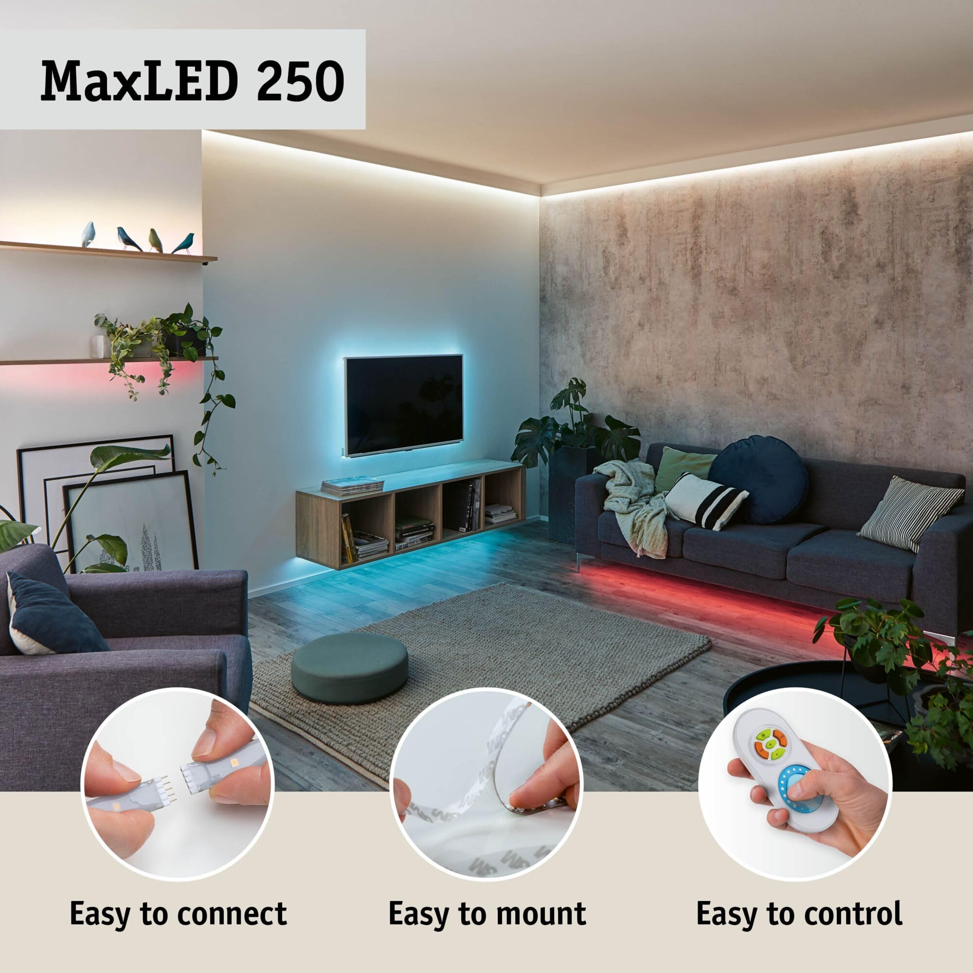 Paulmann 78867 LED Stripe MaxLED 250 Basisset Smart Home Zigbee 5m IP44 22W 1000lm 30LEDs/m RGBW+ 36VA dimmbar Silber Kunststoff