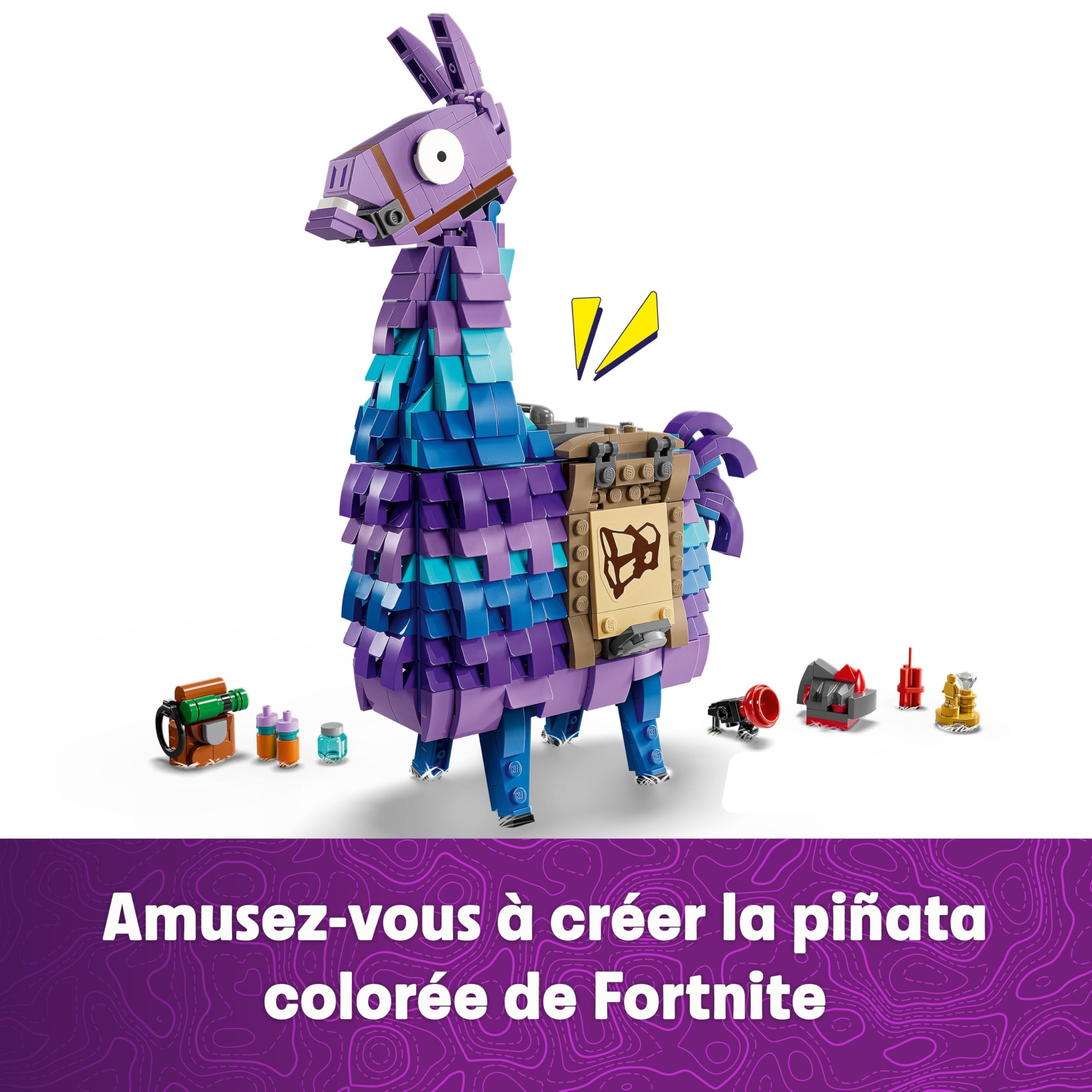 LEGO Fortnite Lama de Ravitaillement - Jouet de Construction - Figurine de Jeu Vidéo & Décoration - Accessoires Dont Slap Juice - Cadeau Collector pour Gamer Ado, Garçon ou Fille dès 12 Ans 77071