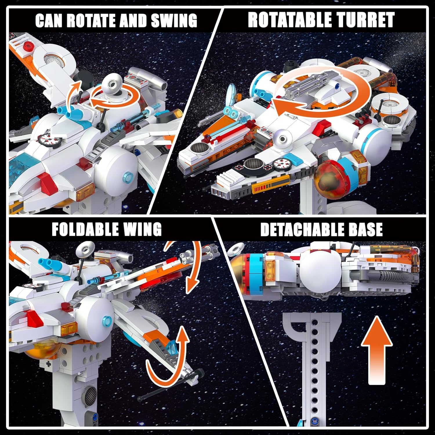 STEM 3 in 1 Space Vehicle Building Set - Creative Play Space Building Set with Spacecraft Model, Drone, and Wing Fighter, Great Birthday Gift Toy for Star Fans Kids Boys Ages 8+