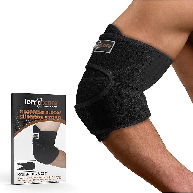 Ionocore® Tennis Elbow Support Strap Neoprene | Arm Wrap For Tennis & Golfers Elbow | Adjustable Elbow Brace For Men & Women | Typing, Weightlifting, Gardening, Sports | Universal for Left & Right Arm