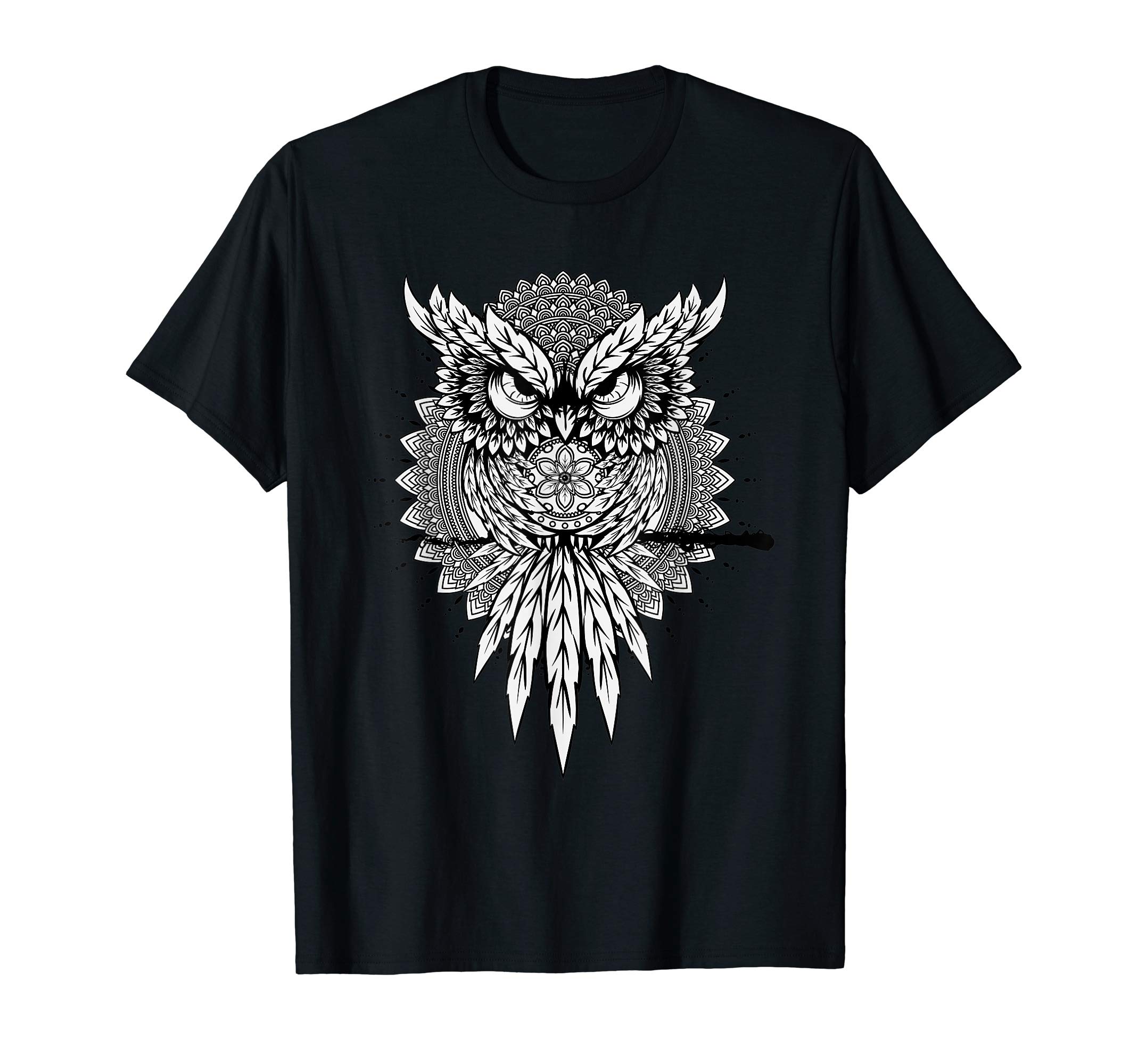 Yogi Chakra Mindset Self-Awareness GiftsSpiritual Owl Mandala Forest Night Wisdom T-Shirt