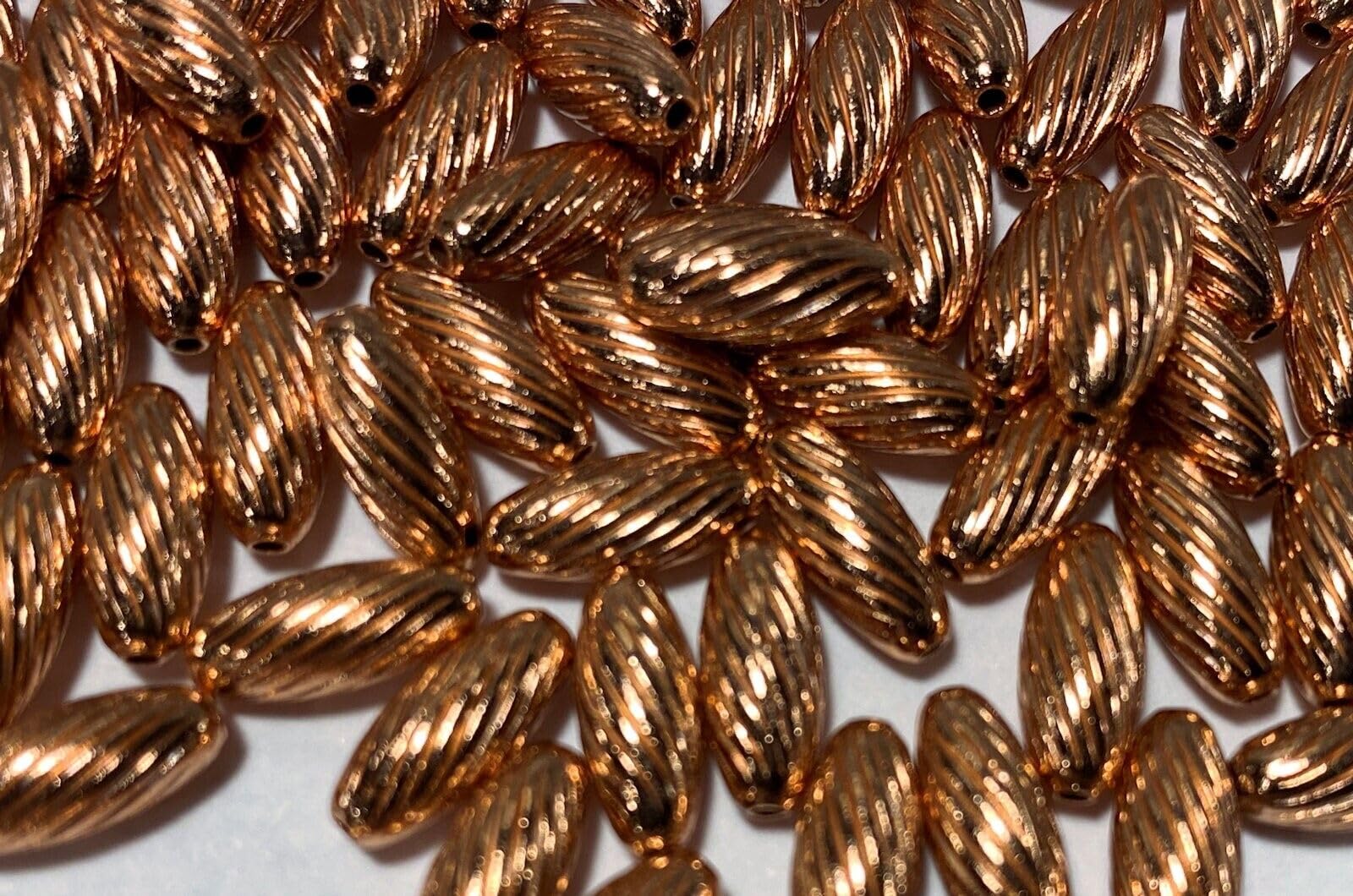 Beads for Jewelry Making, Bracelet, Earring and Necklace Bead, 100 Copper Twisted Corrugated 9x4mm Oval Swirl Spacer with 0.9mm Hole