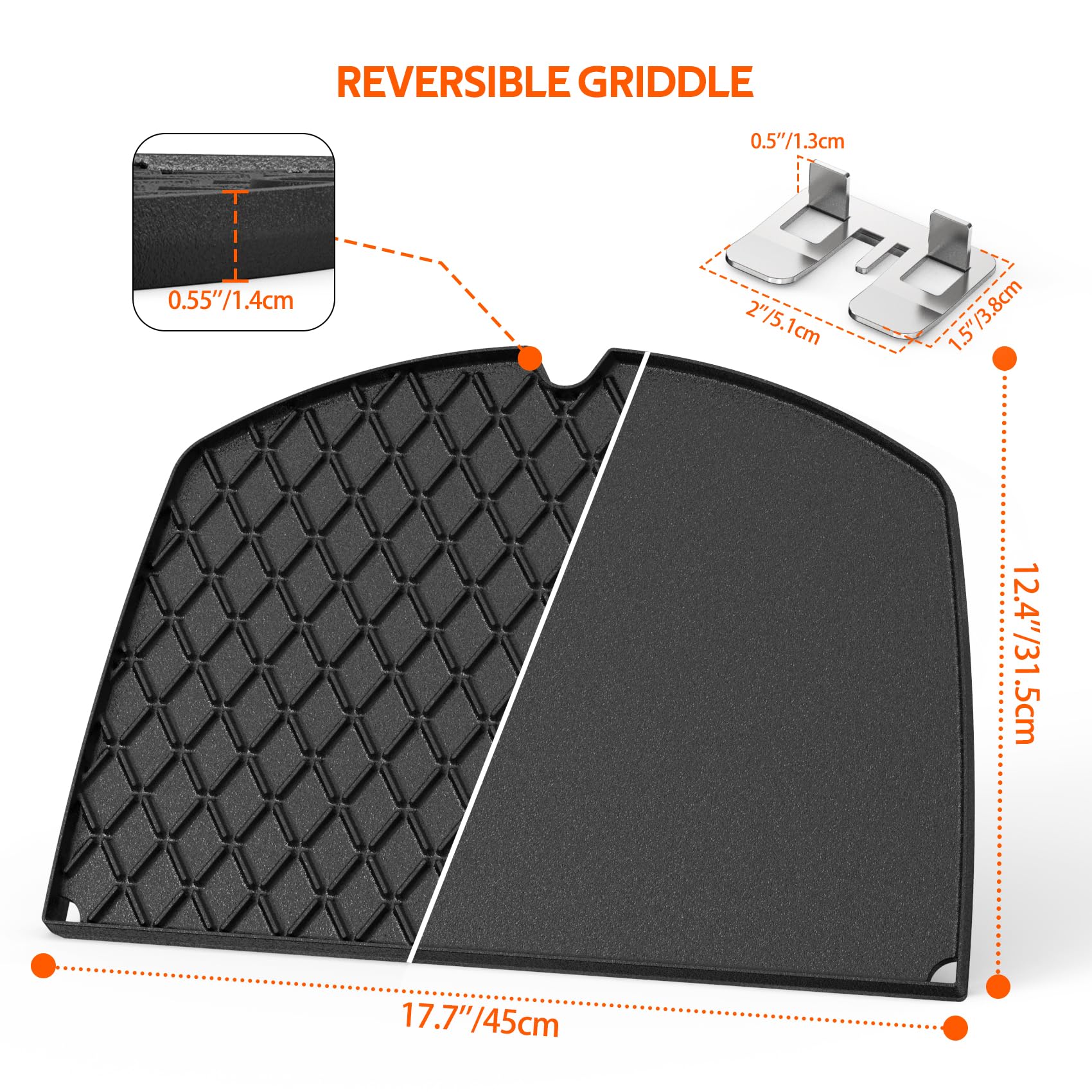 Onlyfire Plaque de Cuisson Réversible Fonte pour Weber Q300 Q320 Q3000 Q3100 Q3200 Remplacement 6506