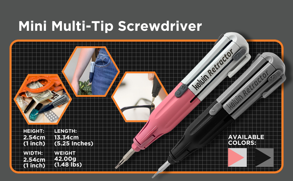 Kelvin Tools Retractor Mini Precision Screwdriver Set, 6 in 1
