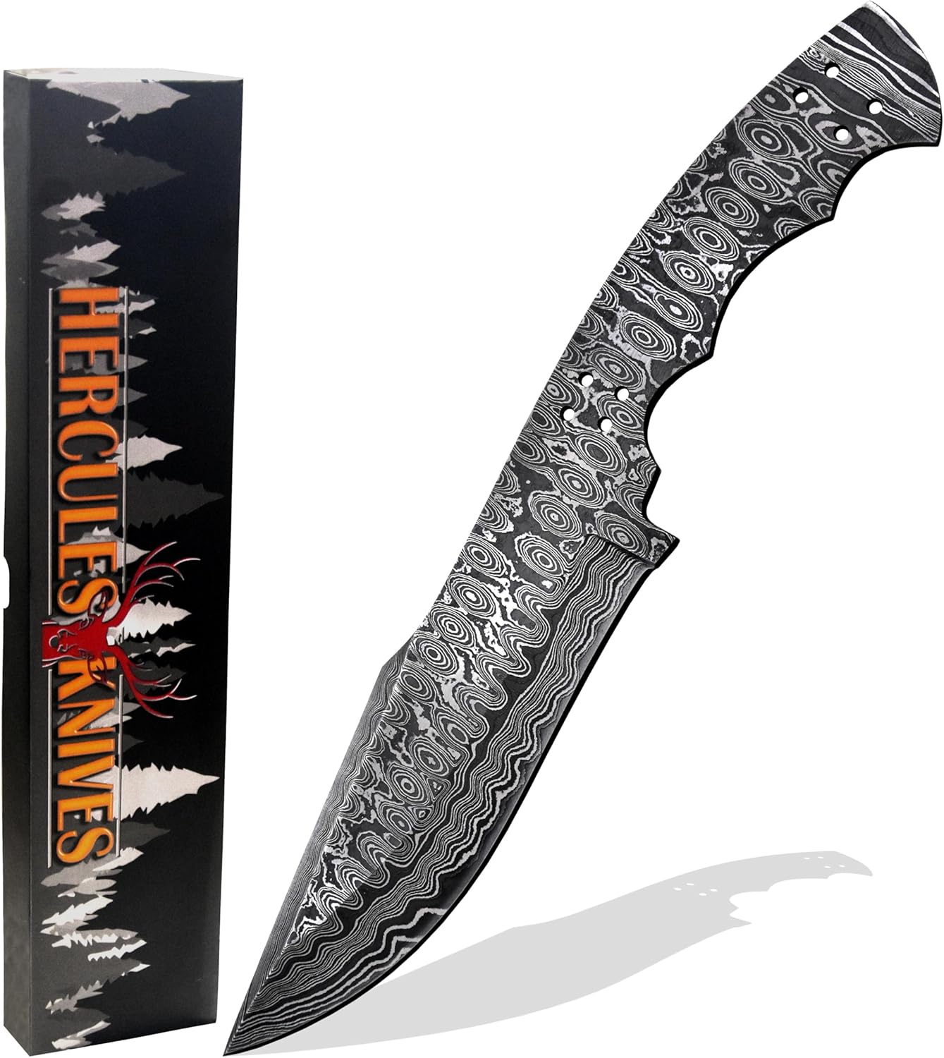 Custom Hand Forged Damascus Steel Blank Blade Tactical Hunting Knife Camping Blade Damascus Blade Billet Handmade Knife Making Supply