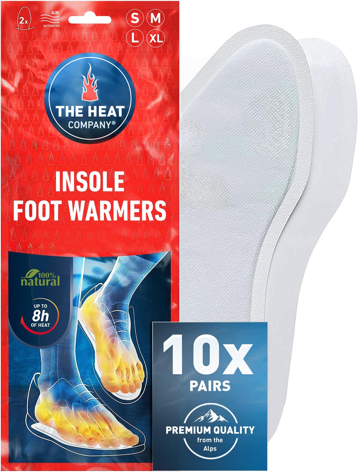 Insole Foot Warmers - 5, 10 or 30 Pairs - EXTRA WARM - 8 Hours of Warmth - Instant Heat - Air Activated - Purely Natural – Small, Medium, Large, X-Large