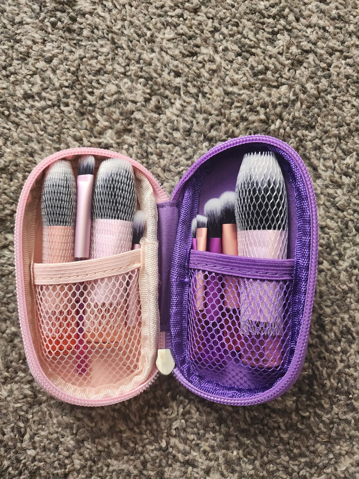 Generic 10 Pcs Mini Travel Makeup Brush Set with Pouch, Portable Pink Cosmetic Brushes for Foundation, Blush, Eyeshadow, On The Go Essentials for Women & Girls