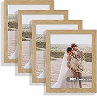 Vista 71 de Juego de 4 portarretratos de 4 x 6 pulgadas, hechos de vidrio real y marco de madera gris, exhibición en pared o mesa, para fotos de 3.5 x 5