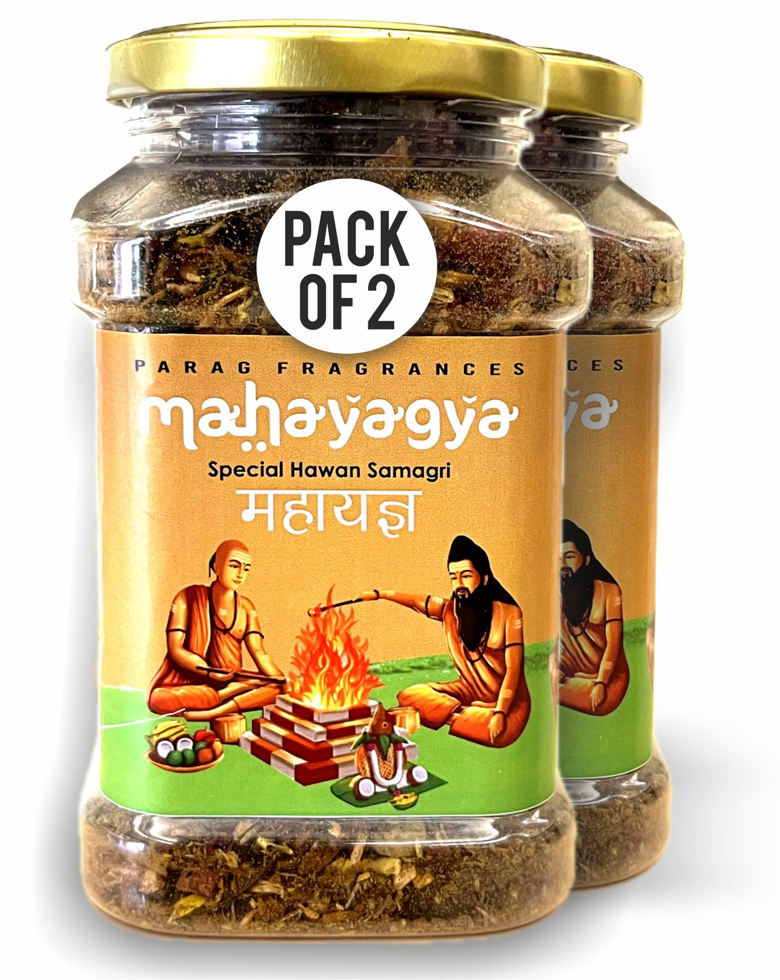 Parag Fragrances Mahayagya Hawan Samagri 180Gram / 100% Natural Hawan Samagri with Real Herbs & Rasins/Ideal for Hawan at Home, Natural Dhoop for Religious Use