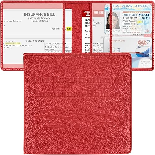 Miniatura 15 de Soporte para registro y seguro de automóvil, de piel sintética de alta calidad, organizador de automóvil, para hombres y mujeres, cartera