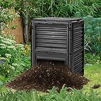 Vista 3 de Happygrill Contenedor de compostaje para exteriores, caja de compostaje con tapa superior con pestillo, compostador de 80 galones para desechos