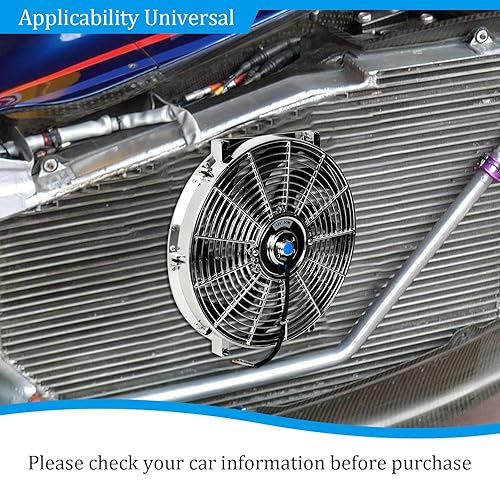 Vista 26 de Juego de 2 radiadores eléctricos de 12 V 80 W, ventilador delgado universal de 7 pulgadas, color negro, 12 V, 80 W