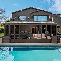 Vista 15 de Domi 10x12 pies Gazebo de Apoyo, Cenador de Techo Duro Montado en Pared con Techo de Acero Galvanizado Inclinado, Pérgola de Pared con Marco