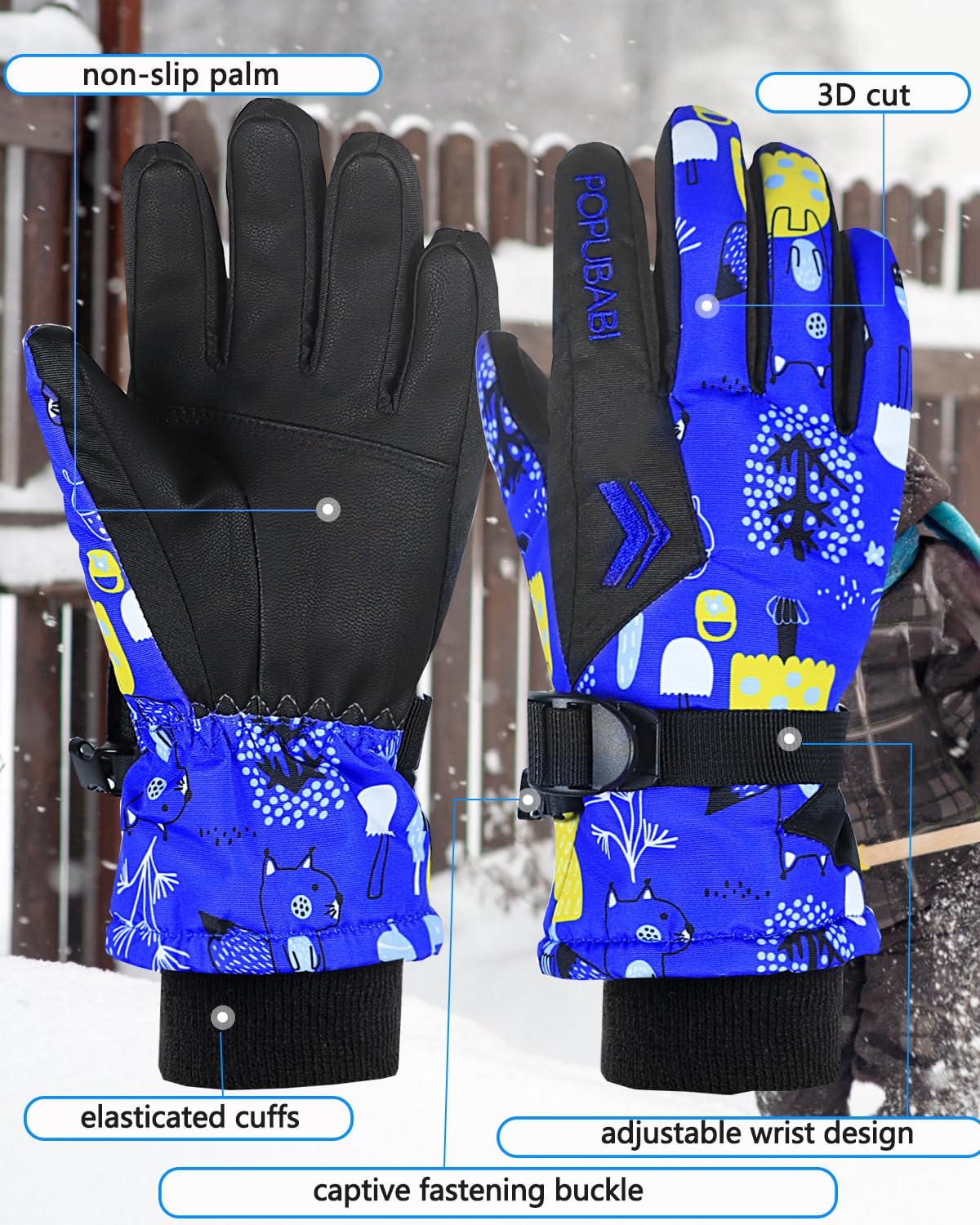 Guantes de Esquí para Niños y Niñas, Impermeables y a Prueba de Viento, Cálidos para Snowboard, Ciclismo y Deportes de Invierno