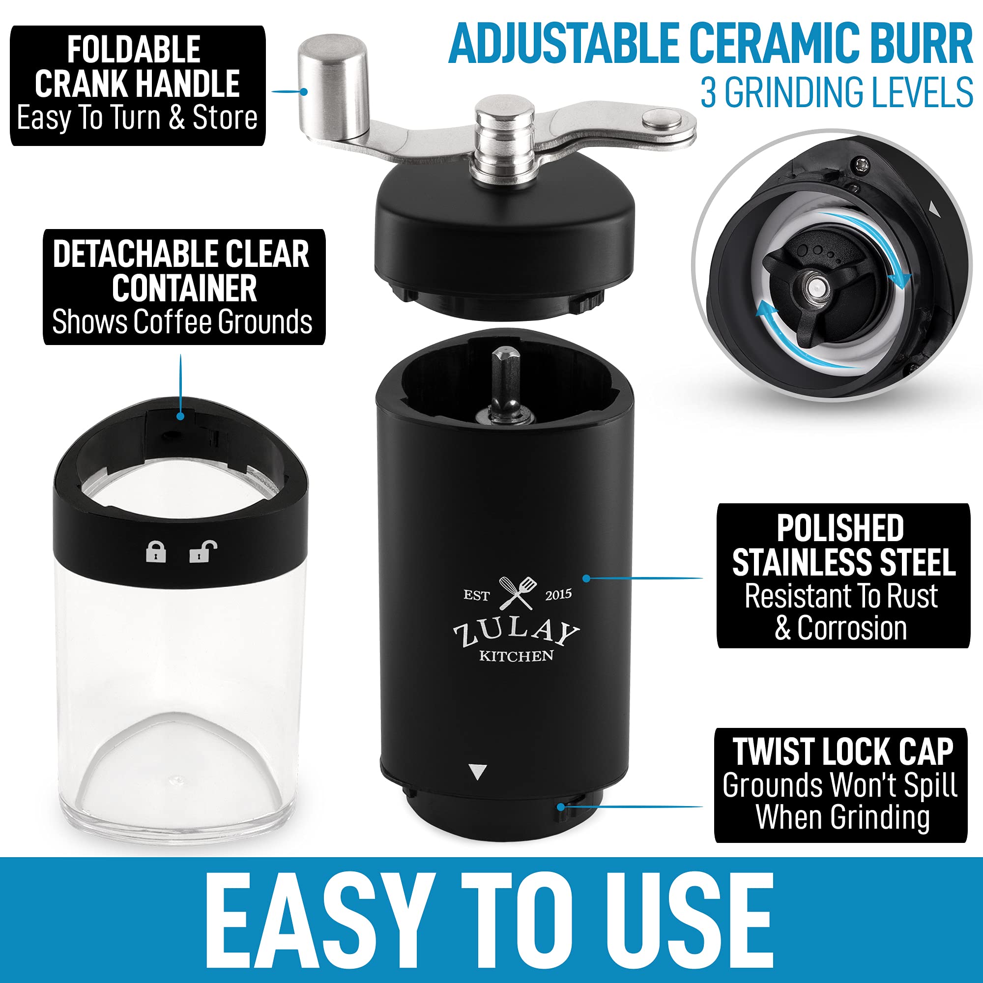 Zulay Manual Coffee Grinder With 