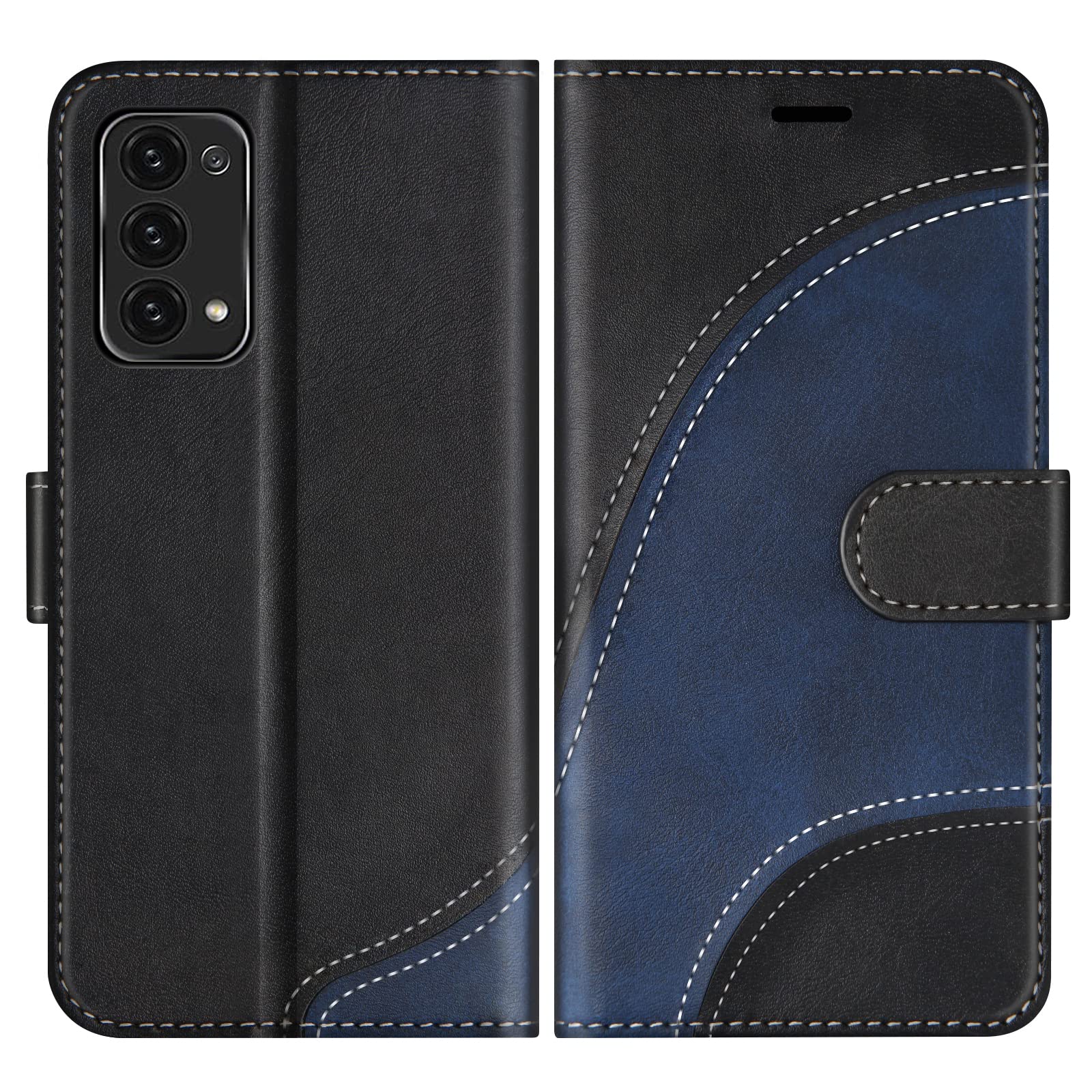 Custodia Portafoglio Per Oppo Reno 6 5G - Cover Libro Magnetica Con Stand, Portacarte, Similpelle Nero - Foto 2