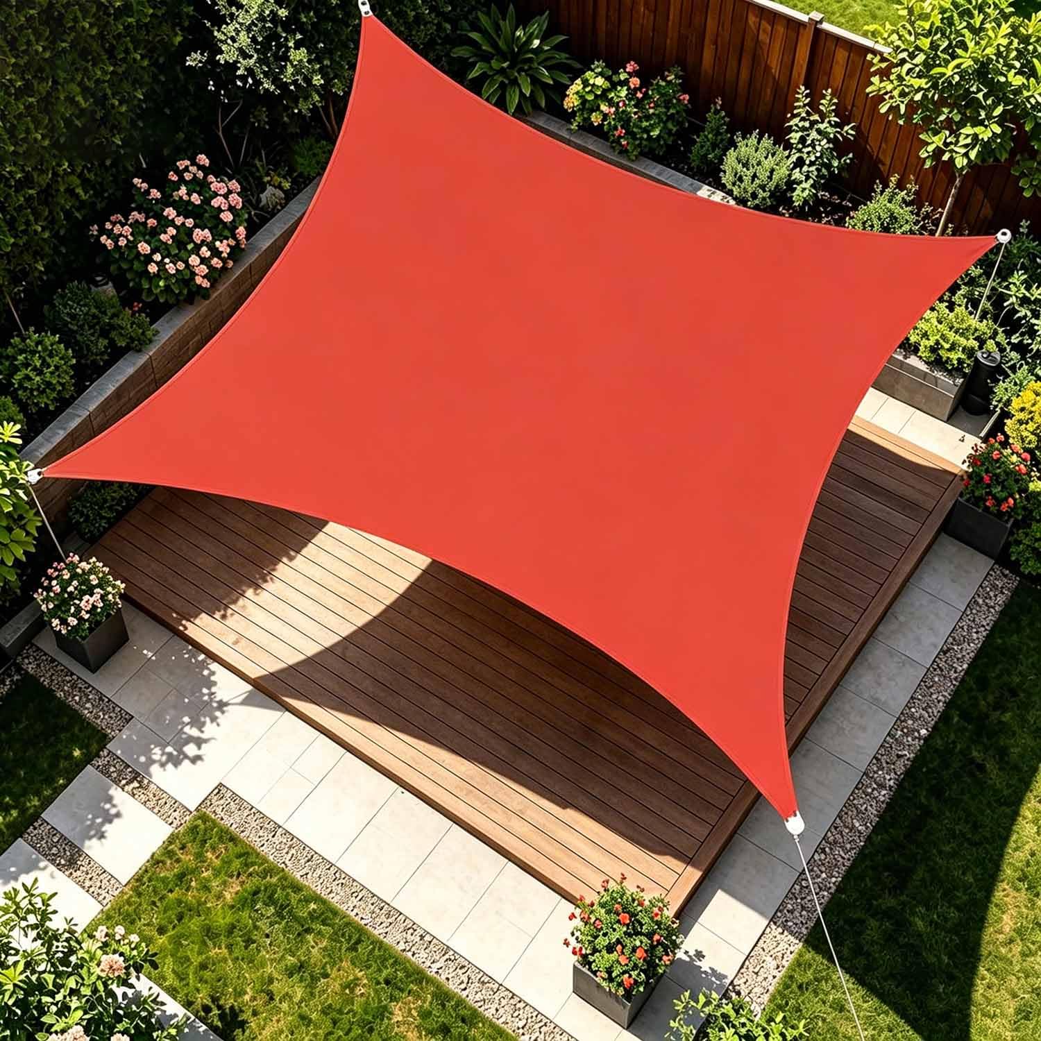 Ffsaacol Shade Sails Rectangle, Sun Shade Sail for Garden with Ropes, Shade Sail Canopy Waterproof UV Block Fabric, for Patio Lawn Garden Carport Backyard Deck Pergola 9, 7x16FT/2x5m