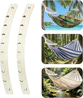 2pcs 10 Hole Detachable Wooden Hammock Spreader Bars, Durable Replacement Accessories Bars for Outdoor Hanging Hammocks, Patio, Backyard, Camping, Garden