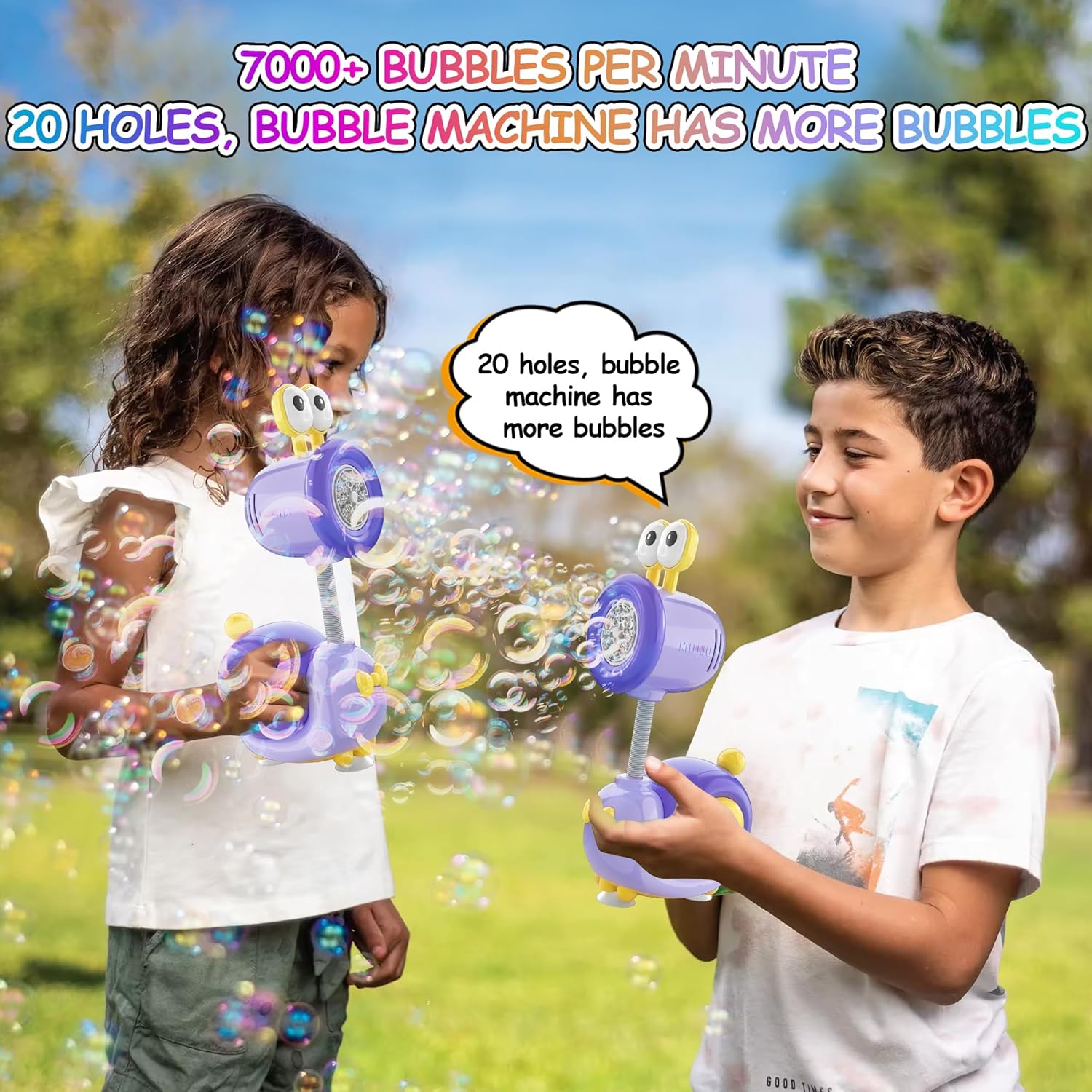 Snail Automatic Rechargeable Bubble Machine for Boys and Girls Gift Aged 3+, Bubble Maker Gun with Lighting, Bubble Wand with Bubble Refill Solution, Party Birthday Gift for Kids (Purple)