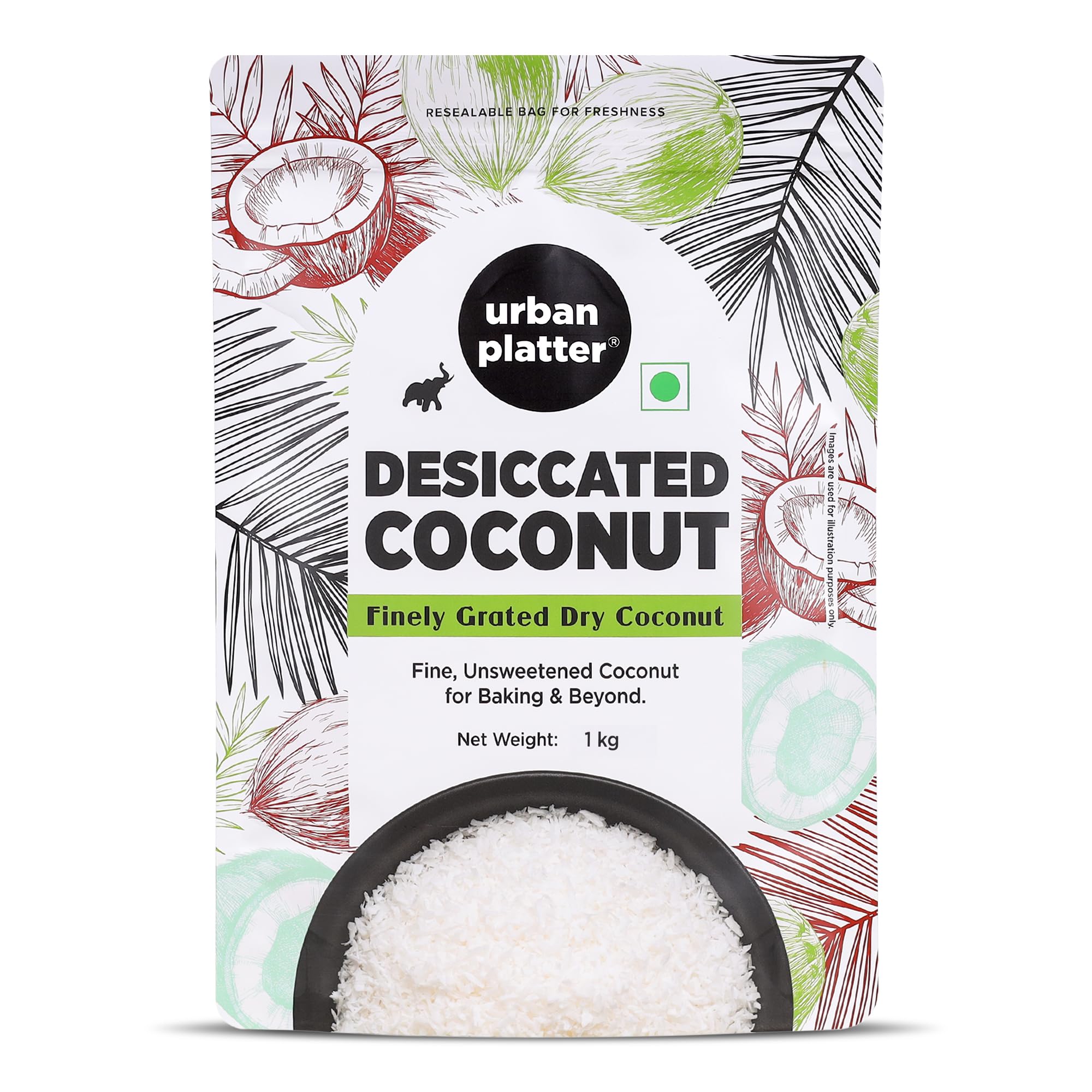 Urban Platter Desiccated Coconut (Unsweetened), 1 Kg