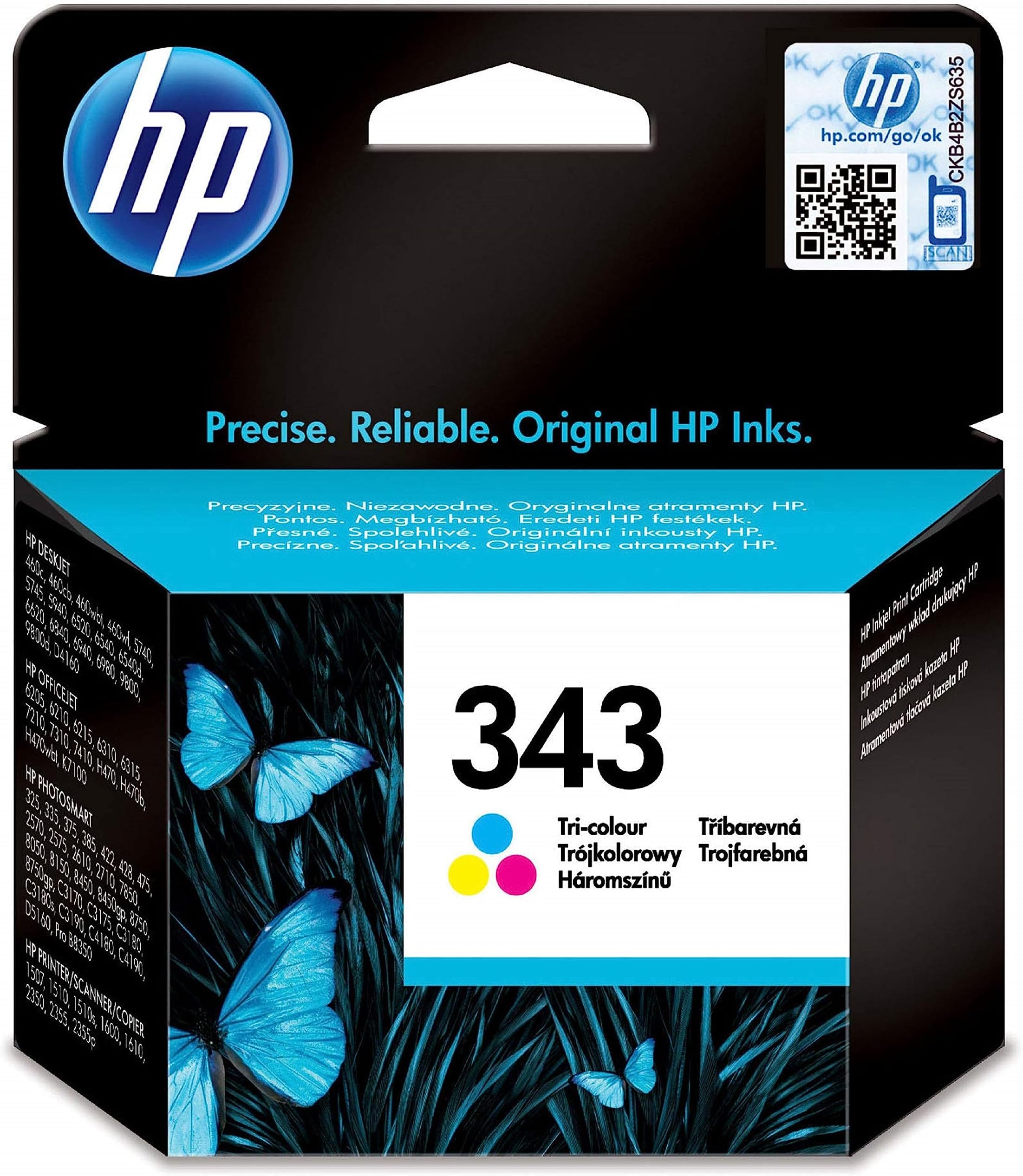 C8766EE 343 Original Ink Cartridge, Tri-Colour, Single Pack