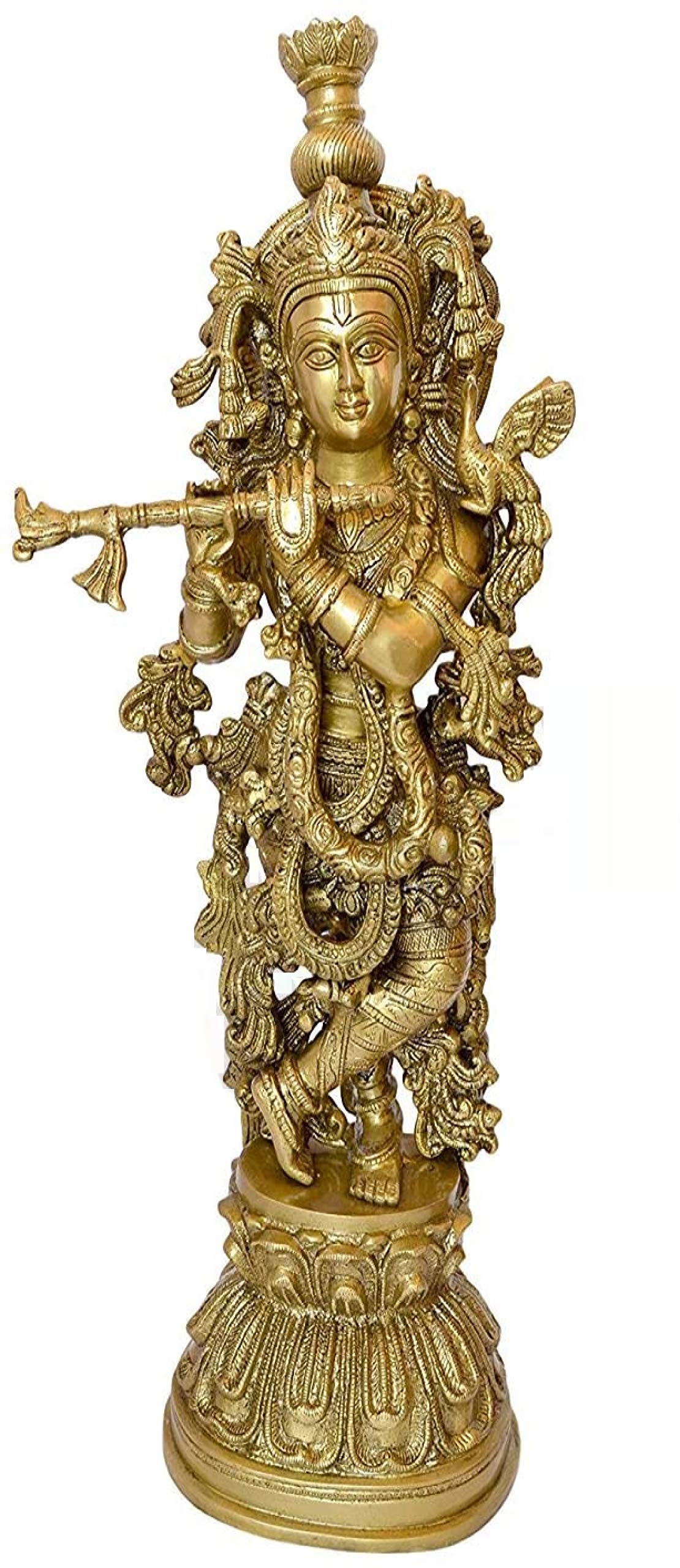 Buy QT S Krishna Brass Statue Antique Krishna Statues 15 Inch Brass Kishan Krishna Murti Idol